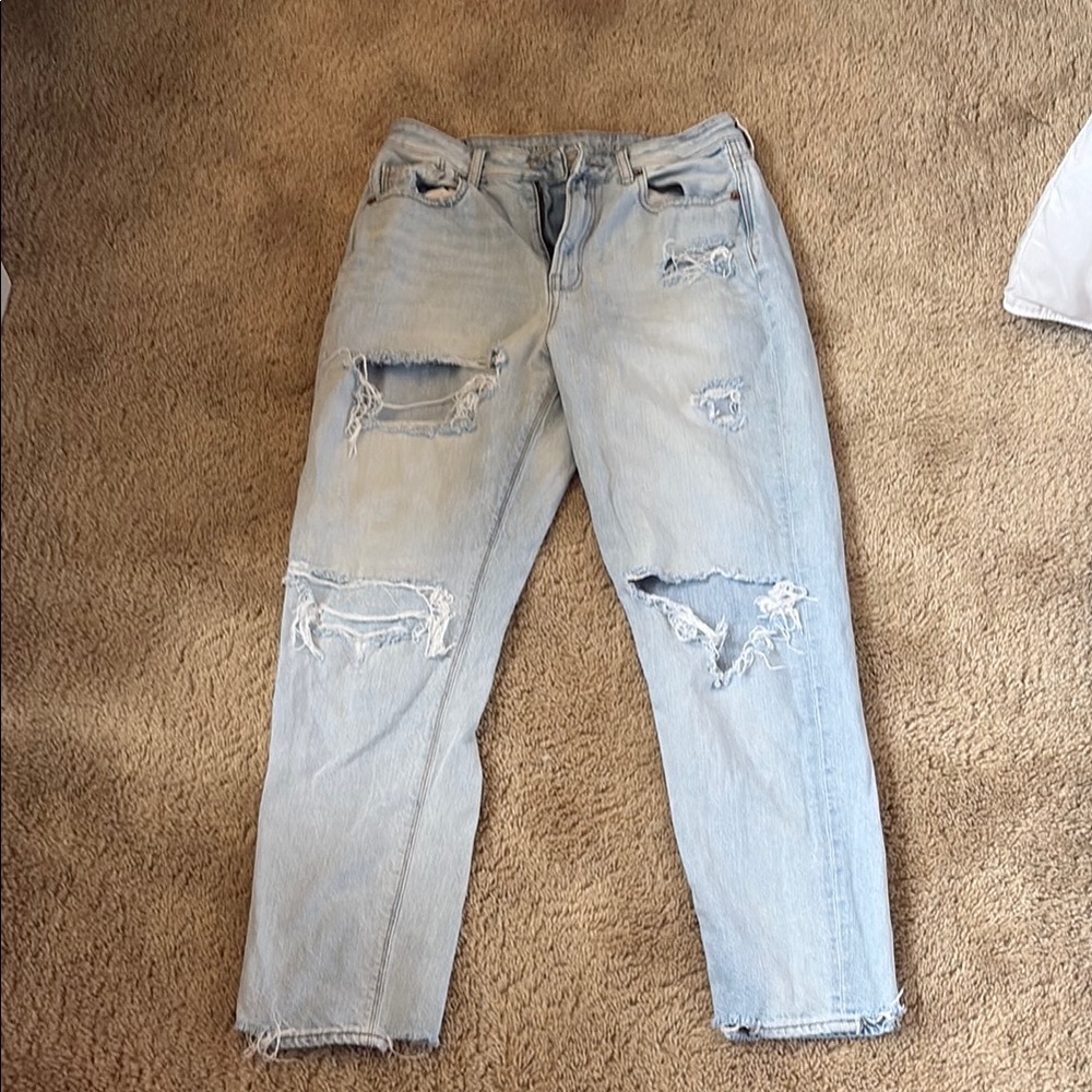 American Eagle Outfitters Blue Boyfriend Jeans Distressed